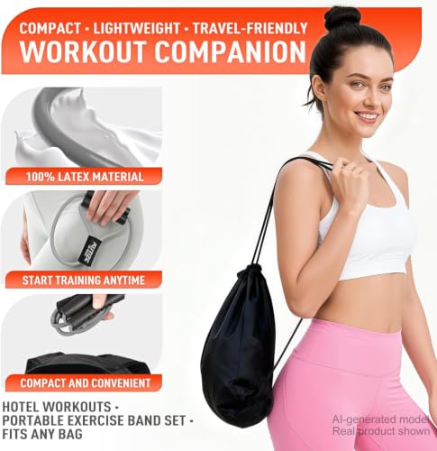 Image of Figure 8 Resistance Bands for Arm, Back - 3-Level Latex Heavy Exercise Bands with Handles for Strength Training, Full Body Workout, Physical Therapy, Pilates, Yoga, Home Gym Equipment for Women