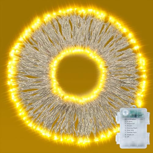 Lichterkette Außen Batterie Timer 10 M 100 LED Warmweiß 8 Modi IP44 Wasserdicht Lichterkette Batterie für Innen & Außen Garten Balkon Terrasse Zimmer Camping Party Hochzeit Weihnachten