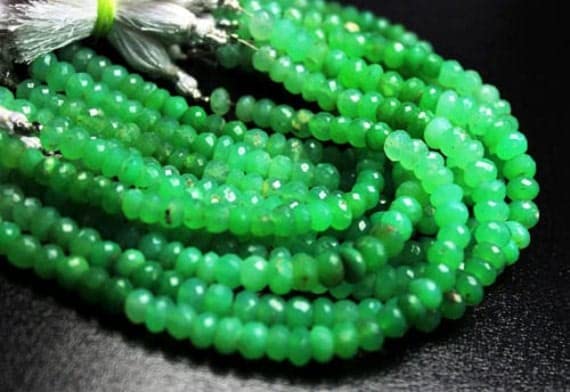 LKBEADS Naturalny chryzopraz fasetowany rondelle luźne koraliki z kamieni szlachetnych 20 cm