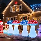 Rossesay 4 Pcs 31.5 Inch LED Light up Mushroom Inflatables Blow up Decorations for Christmas Xmas Holiday Outdoor Courtyard Backyard Garden Lawn Decoration(red and Blue, 4 Pcs)