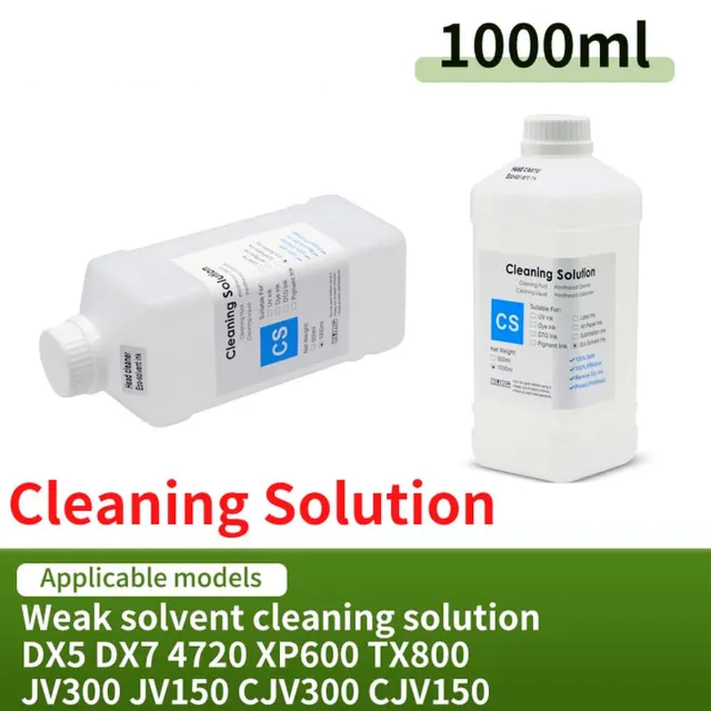 Solución de Limpieza de Tinta ecosolvente de 1000 ml Compatible con Suministros de Impresora Roland Mimaki Mutoh 1390 L1800 DX5 DX7 TX800 XP600 5113 4720 I3200 Cabezal de impresión