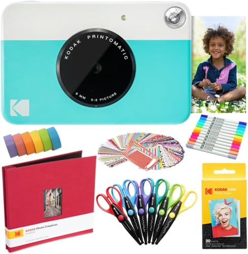 Kodak Printomatic Instant Camera Art Bundle (Blue)