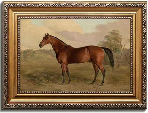 uniro Vintage Gold Framed Horse Wall Art, Farmhouse Decor Horse C...