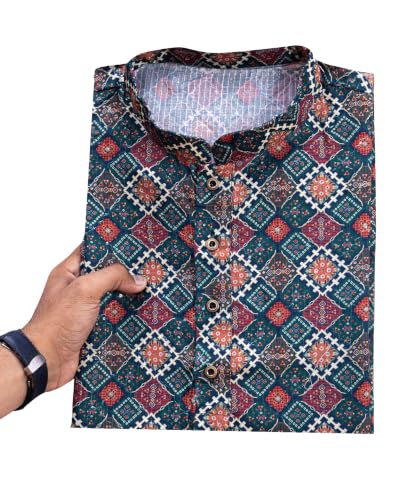 Image of FOXDX Men's Traditional Cotton Floral Printed Only Kurta