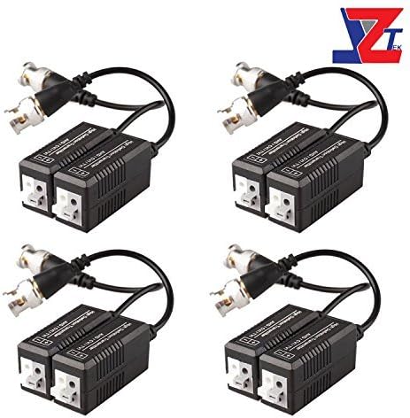 JZTEK 4 Pairs 8 Pieces Passive Video Balun Transmitter & Transceiver with Cable for 1080P TVI/CVI/TVI/AHD/960H DVR Camera CCTV System, Male BNC to UTP CAT5/5e/6/6e Cable, No Power Required
