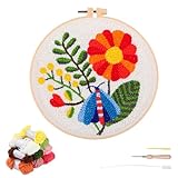 artcici Stanznadel-Set für Anfänger mit Insekten-rotem Blumenmuster-Werkzeug und Garn, einfaches Sticken, Teppich-Haken-Set (Libelle)
