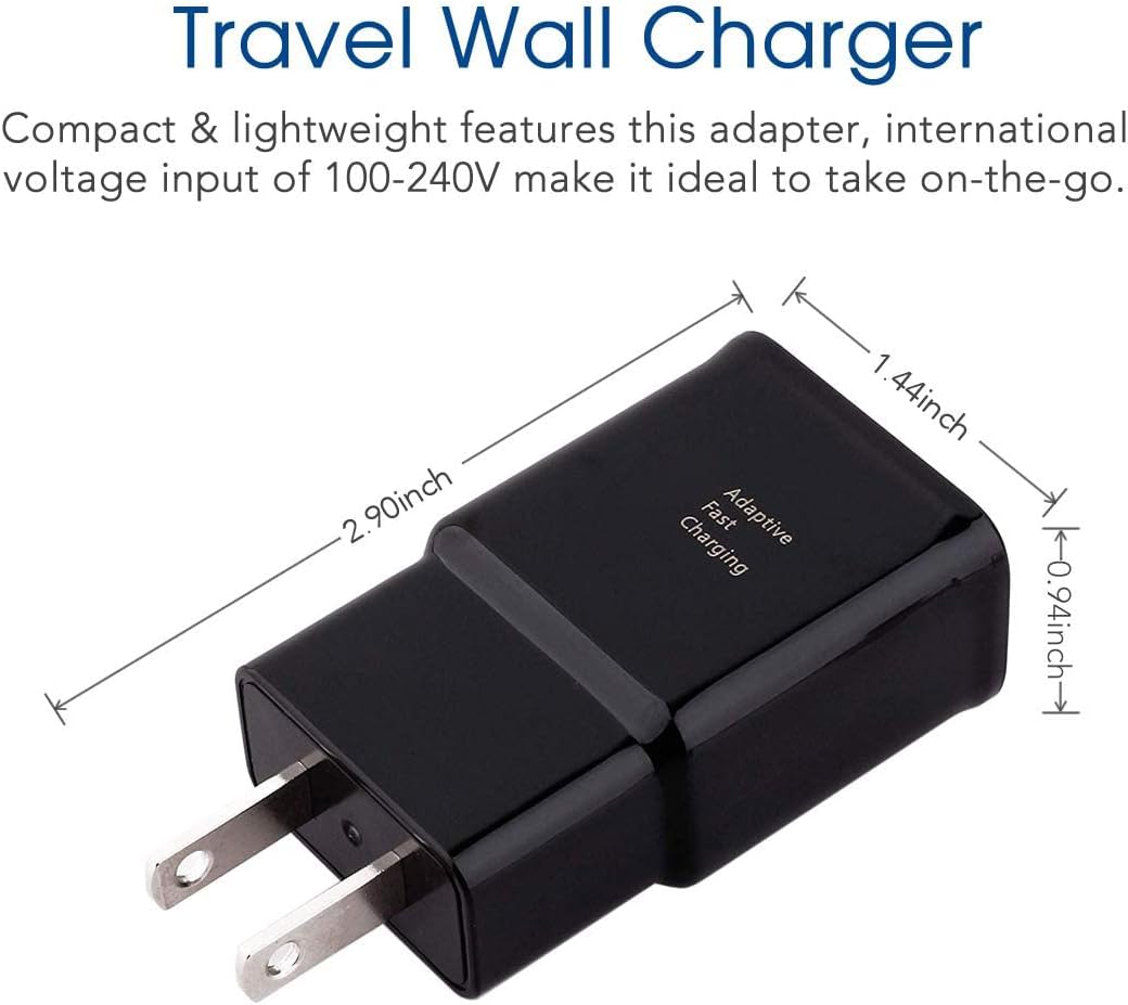 USB Type C Charger Cable and Adaptive Fast Charging Wall Charger Adapter Kit Compatible with Samsung Galaxy S10/S10+ S10e /S9/S9+/S8/S8+ Plus Note 8/Note 9 & Other Smartphones