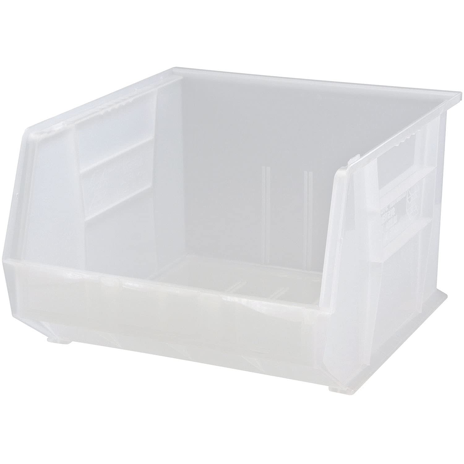 Quantum Storage Heavy-Duty Stackable Plastic Storage Bins for Workshop by QUANTUM STORAGE SYSTEMS – 18" L x 17" W x 11" H, 3267.0 cubic_inches, Plastic, Clear, Pack of 3