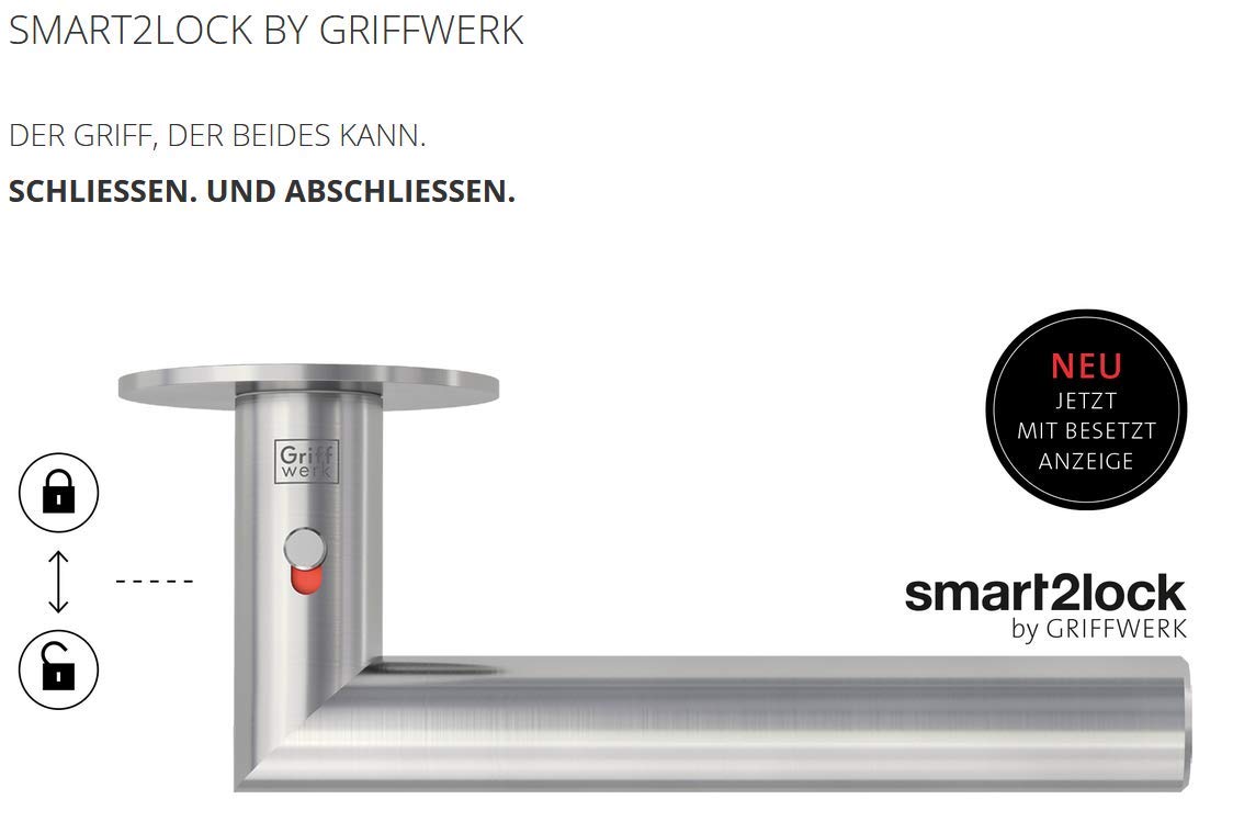 Türdrücker / Türbeschlag - LUCIA PROFESSIONAL Graphitschwarz smart2lock - mit Schließmechanik im Griff - schließen/verriegeln ohne Schlüsselrosette (DIN LINKS)
