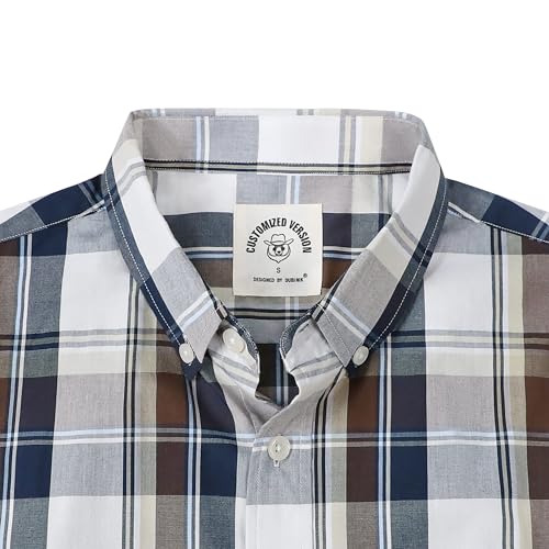 Image of Dubinik Mens Short Sleeve Button Down Shirts Soft Breathable Summer Vintage Regular Fit Lightweight Men's Casual Shirt