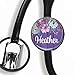 Stethoscope Tag - Purple Wood Floral - Personalized Name - Steth ID Tag/Nurse Badge