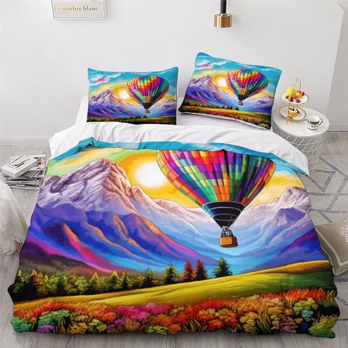 Housse de couette montgolfière coton douce parure de lit 220x240