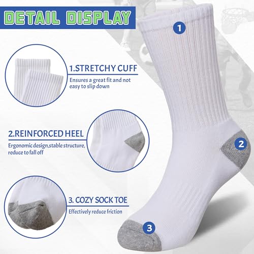 Image of SeeyAN Kids Socks Boys Crew Athletic Half Cushioned Cotton Sport Running Breathable Socks 6 Pairs
