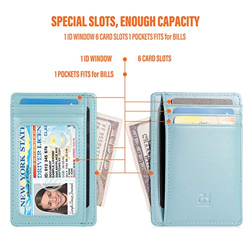 Image of GH GOLD HORSE Slim RFID Blocking Card Holder Minimalist Leather Front Pocket Wallet for Women | Slim