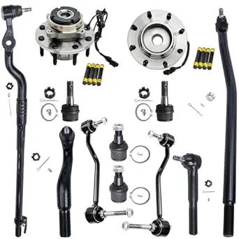 Detroit Axle 4WD Front 12‑pc Wheel Bearing Hub and Suspension Kit for Ford F-250/F-350 Super Duty (4x4 SRW with ABS)