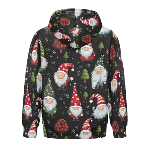 Kids Hoodies Sweaters Christmas Xmas Gnome Dwarfs Hooded Sweatshirts with Big Pockets for Boys Girls B04004482