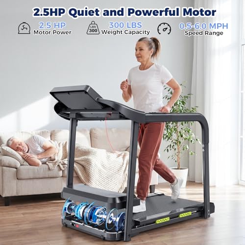 Image of Treadmill for Seniors with Long Handle Bar & Extra Wide Belt, 0.5-7.5 MPH High Speed Range, APP Control, Heart Rate Sensor, 12 Preset Programs, 300LBS Weight Capacity