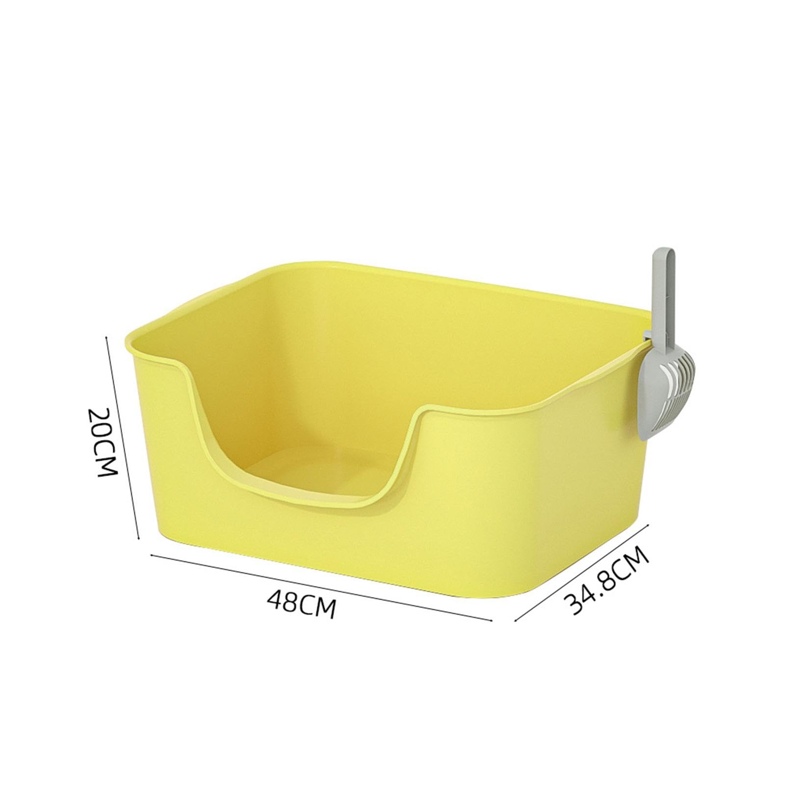 Kuweta dla kota, Otwarta górna kuweta dla zwierząt kota artykuły kotów domowych solidna umywalka z wysokim bocznym nocnikiem kociąt(Yellow)