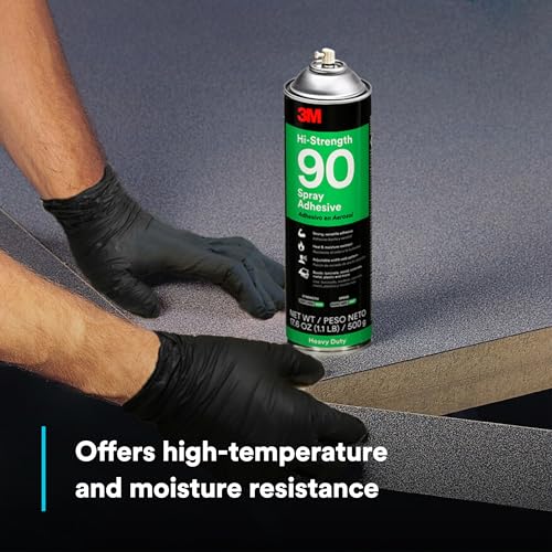 Image of 3M Hi-Strength Spray Adhesive 90, Clear Glue, Permanent, High Strength Bonding, High Tack, Bonds Laminate, Wood, Concrete, Metal, Plastic, 17.6 oz Net Wt, NOT FOR SALE IN CA AND OTHER STATES