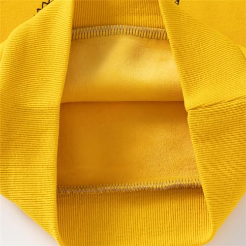 Boy's Fleece Sweatshirts Boy Plus Fleece Hoodie Autumn And Winter Children Integrated Fleece with (Yellow, 5-6 Years)4