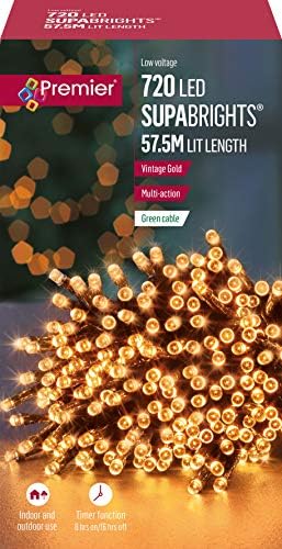 Premier Decorations 1000 Vintage Gold LED Treebrights with Multi Action ...