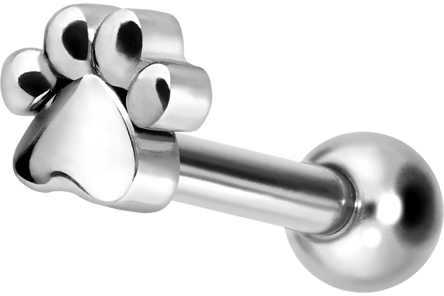 PIERCINGLINEPiercing de titanio con rosca interior, diseño de pata, piercing para oreja, hélix, tragus, lóbulo | color y tamaño a elegir