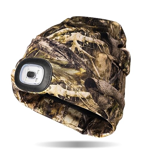 Image of Classic Rechargeable LED Warm Knit Beanie Head Light Hat Headlamp for Outdoor Activities