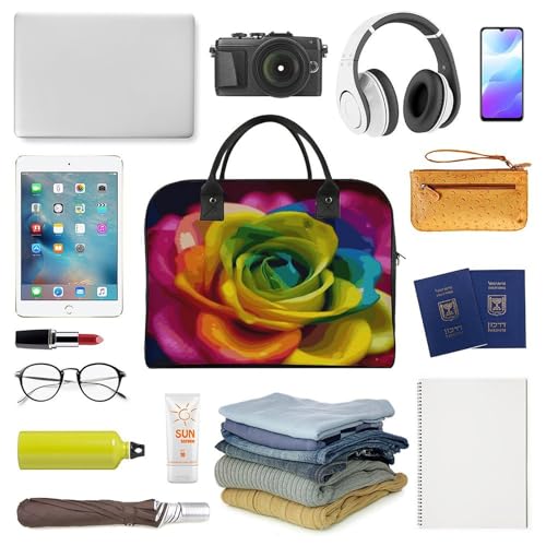 Bolso Tote Rainbow Flower con cierre y correa ajustable miniatura 5