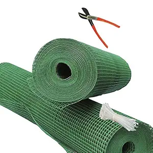 SAI PRASEEDA PVC Coated Weld Wire Garden Fencing Iron net with12MM Anti Bird 3feet/30feet Netting Uv Stablized with 6 Months Guarantee Free 1 Cutter,100 PVC Wire Tags