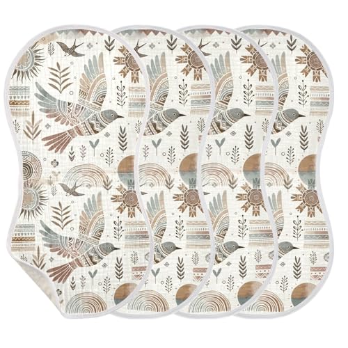 Muslin Baby Burp Cloths, Boho Bird Sun Cotton Soft Burp Cloths for Newborns​​, Extra Absorbent Burp Cloths 1-Pack​​, 22 x 11 Inch3