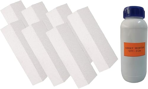 Aislante FireBrick 9x45x175 IFB 2500F Juego de 7 ladrillos de fuego 2 libras mortero húmedo