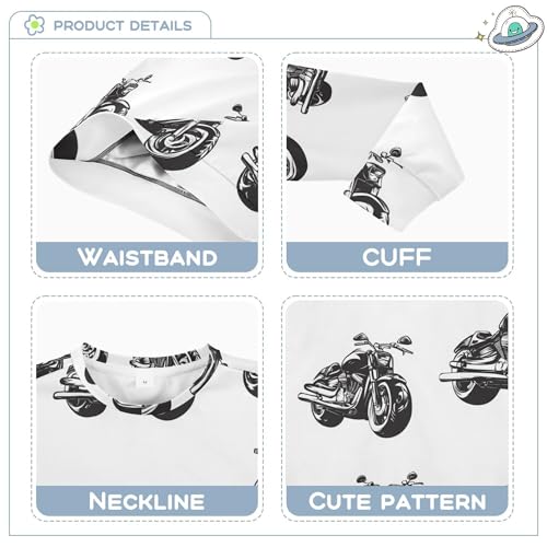 JUNZAN Motorcycles White Kids Girls Sweatshirts Hoodies Fleece Boys Sweat Shirt Athletic 4T3