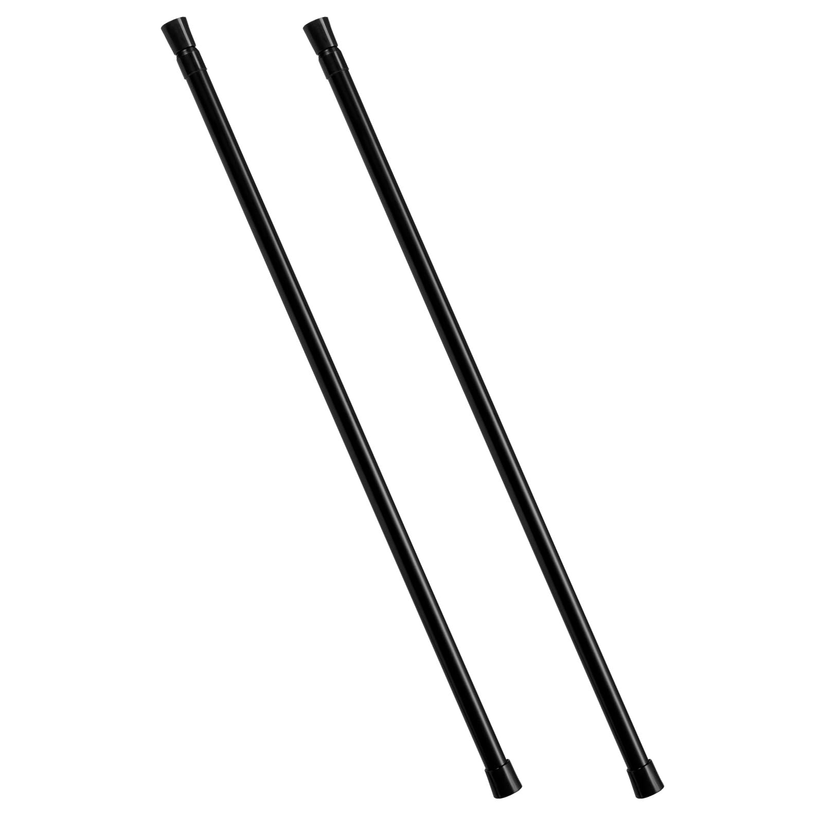 2PCS 102-190cm Curtain Poles Telescopic Tension Curtain Rail No Drill Adjustable Tension Rod Shower Rail Curtain Pole for Kitchen Cupboard Bathroom Window (2PCS Black, 102-190cm)