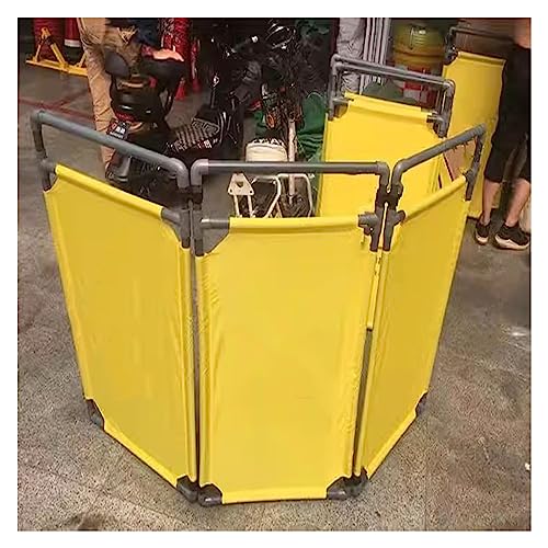 Barrera de tráfico retráctil, puerta de control de multitudes de PVC portátil de 3 paneles con cartel, valla de seguridad plegable para seguridad de eventos (10 piezas)