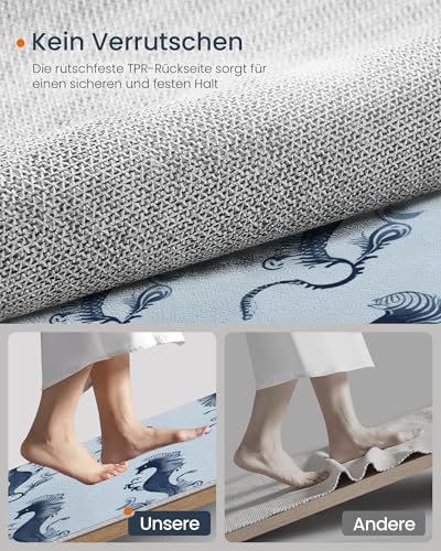 Moquette lavable grand format bleu ciel motif hippocampe 2x3m