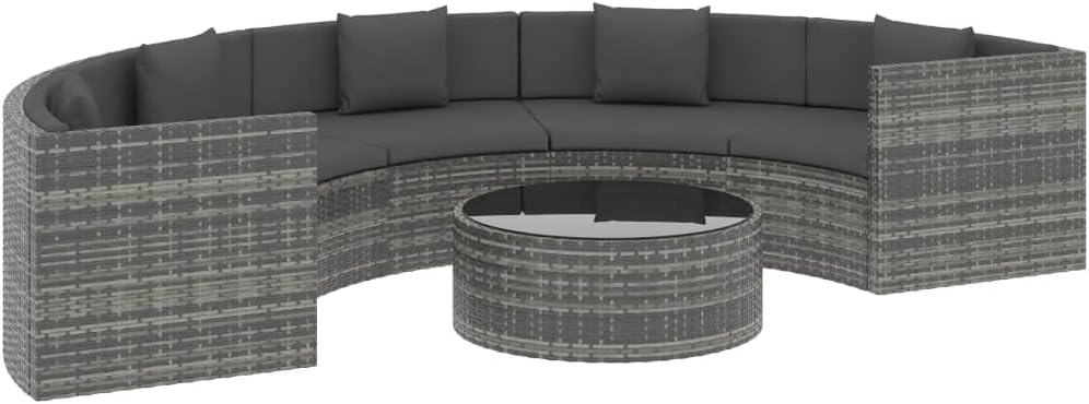 vidaXL 6 Piece Garden Lounge Set with Cushions Outdoor Terrace Patio Segment Corner Sofa Coffee Table Pillow Furniture Poly Rattan Grey vidaXL 6 Piece Garden Lounge Set with Cushions Outdoor Terrace Patio Segment Corner Sofa Coffee Table Pillow Furniture Poly Rattan Grey