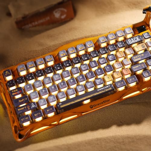 Image of GravaStar Mercury K1 Pro Wireless Mechanical Gaming Keyboard, Aluminum Alloy 75% Layout, Hot-Swappable RGB Custom Keyboard with Linear Switches - Handcrafted Battle-Worn Yellow Edition