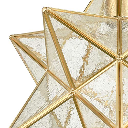 Image of DAYCENT Moravian Star Light Fixture Modern Brass Seeded Glass Pendant Lights, 15-inch