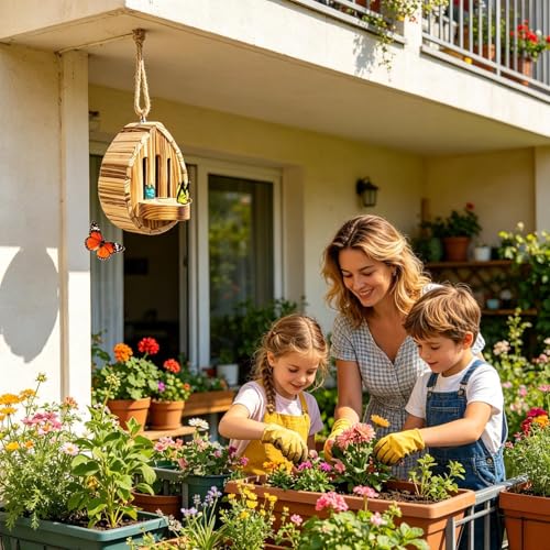 Maison à papillons de jardin en bois véritable de qualité - 3