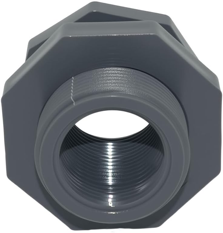 VARMHUS 10PCS PVC Bulkhead Fitting, 1 Inch Female Threaded Tank Connector for Rain Barrel, Aquarium, Pond, Pool, and Hose Adapter (10PCS)