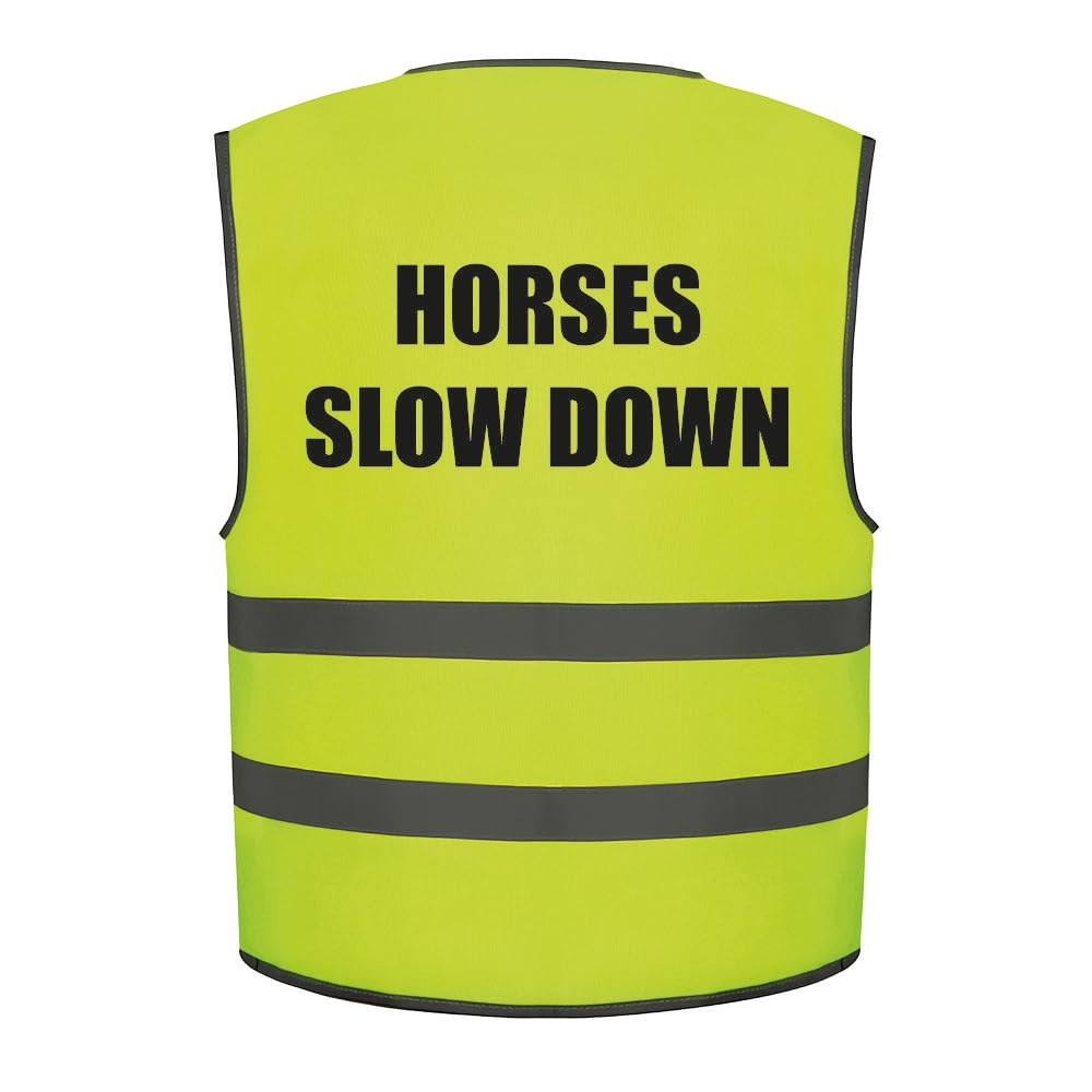 Brook Hi Vis Horses Slow Down Kids Hi Vis Vest Children's High Visibility Reflective Safety Waistcoat Horse Riding Rider, Add child's name to the front, Personalised