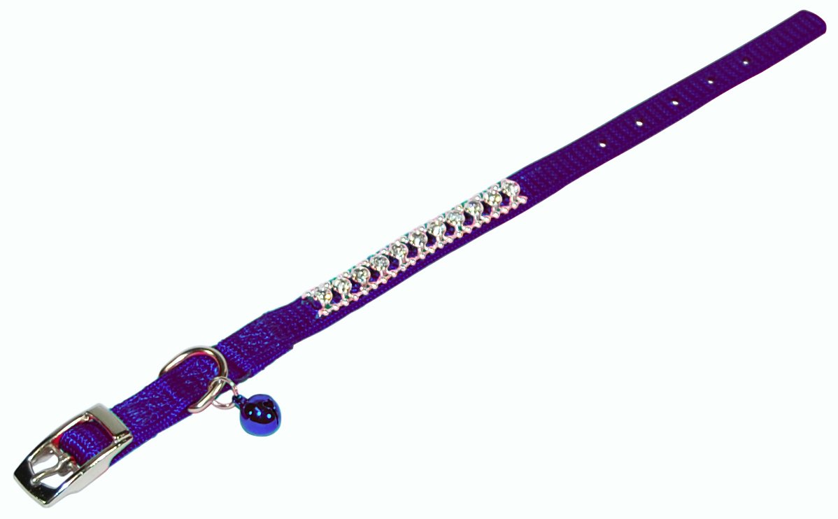 Hamilton Rhinestone Cat Series 3/8-Inch by 12-Inch Safety Cat Collar with Bell, Purple