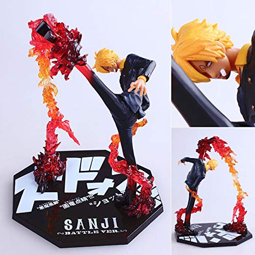 Anime One Piece Vinsmoke Sanji Actionfigur Flame Leg Sanji One Piece Action PVC Statue Figur Figuren in Form von Charakteren, 17 cm Cover
