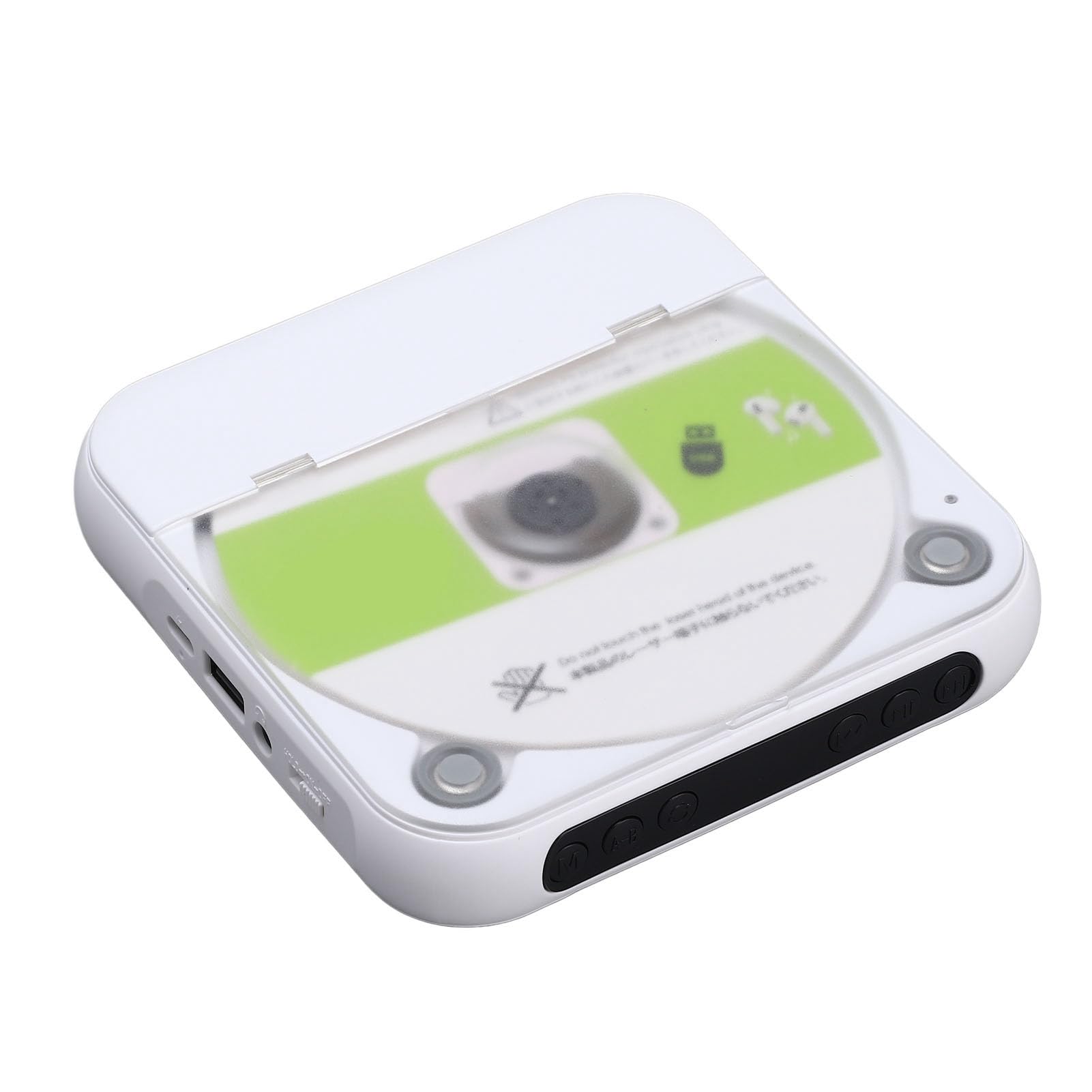 Generic Lettore CD Portatile Bluetooth Lettore Musicale Ricaricabile per Viaggi in Auto, CD Compatto con Auricolare, ABS Bianco