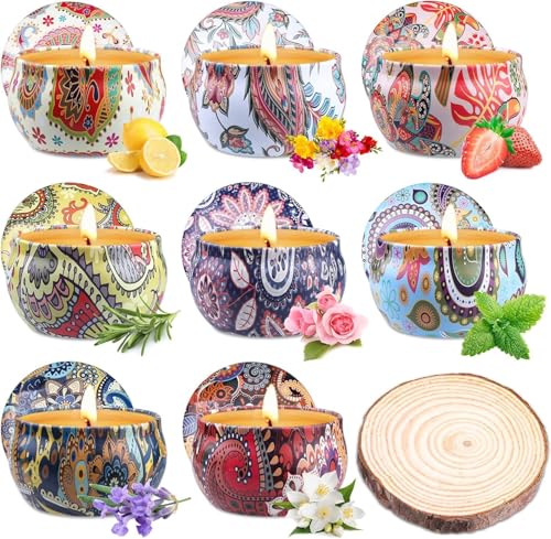Candle Gifts for Women: Scented Candles Gift Basket 8 Pack Aromatherapy Candles Natural Soy Wax Candle Gift Set Ideas for Her, Girls, Friends, Mother's Day, Birthday, Valentines, Anniversary