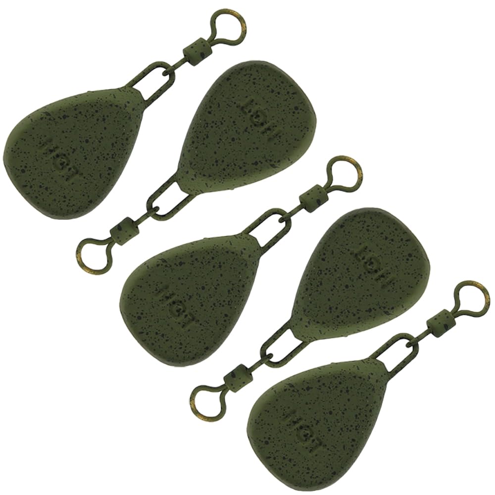 Carp Fishing Weights Flat Pear Coated Textured Ledger with Swivel Attachment, Durable, Terminal Tackle, 1.125oz, 1.5oz, 2oz, 2.5oz, 3oz in Packs of 10x & 5x (10, 3oz)