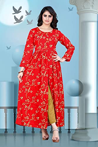 Image of H.E HAMZA ENTERPRISER Printed Crepe Material Brown Western Dress For Women