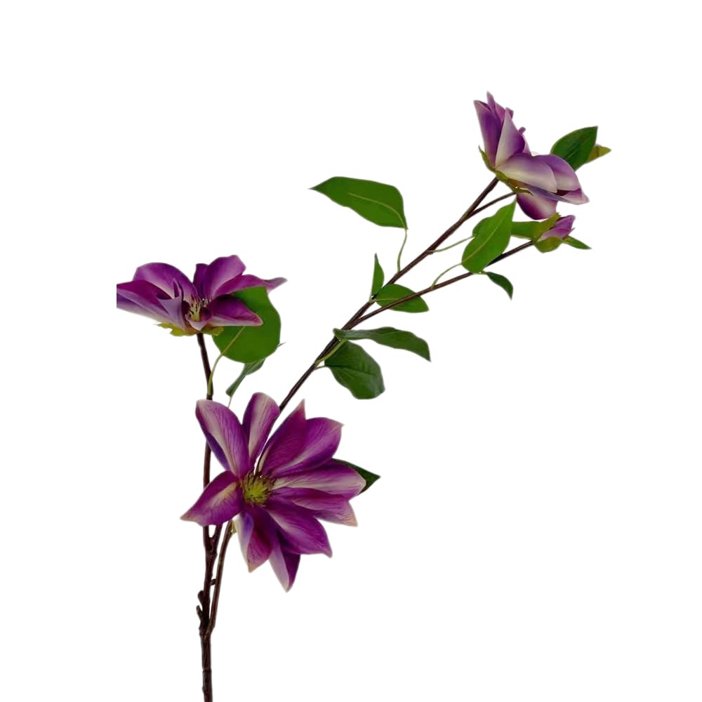 Bqee Purple Artificial Clematis Vine, 33.8 Inches Long, Realistic Silk Flowers And Greenery, Wedding And Wreath Decor, Faux Floral Garland For Home And Event Decoration (Purple)