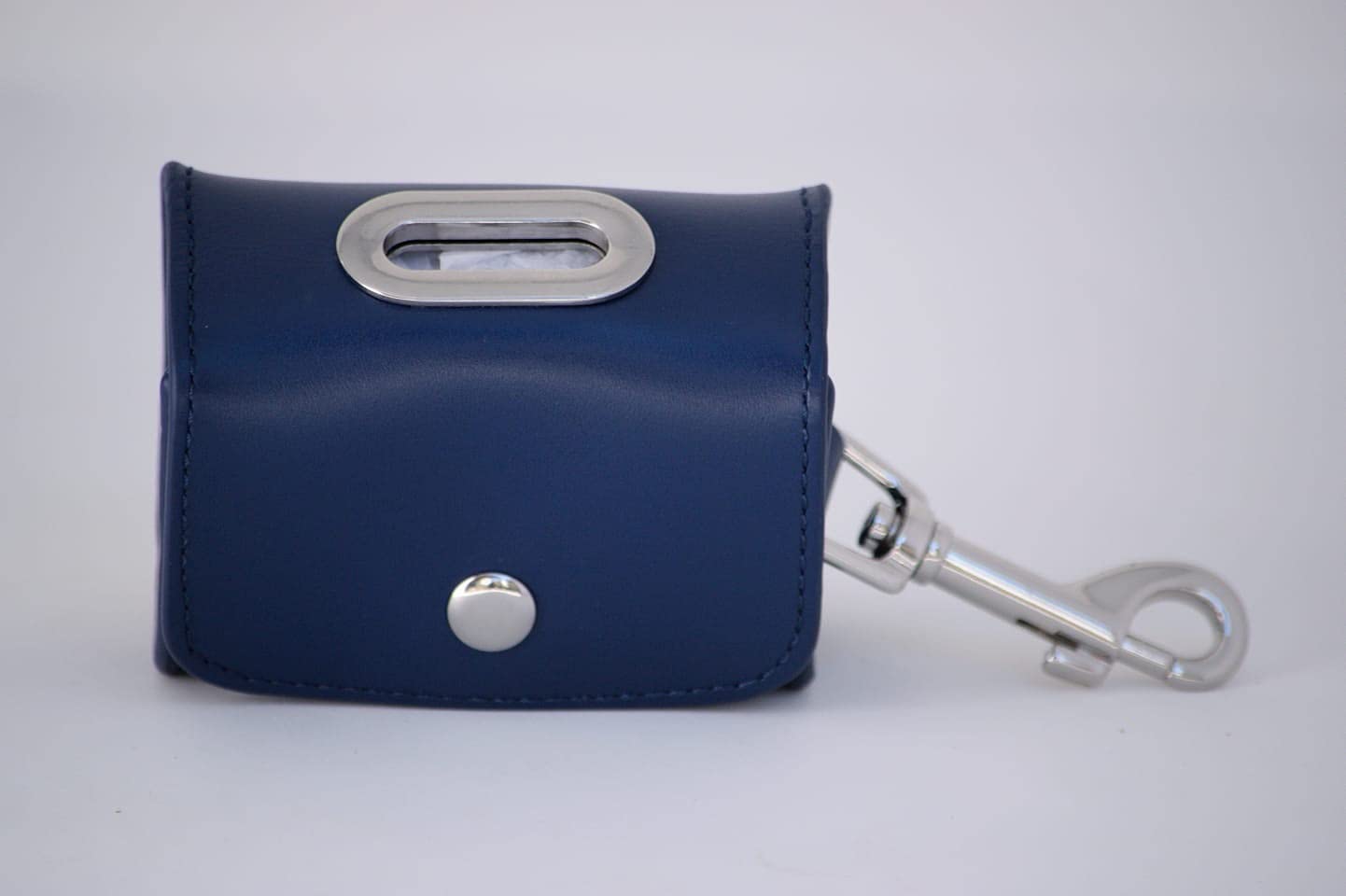 Distributeur de sacs à déjections canines cuir bleu roi, étui de luxe pour maîtres exigeants