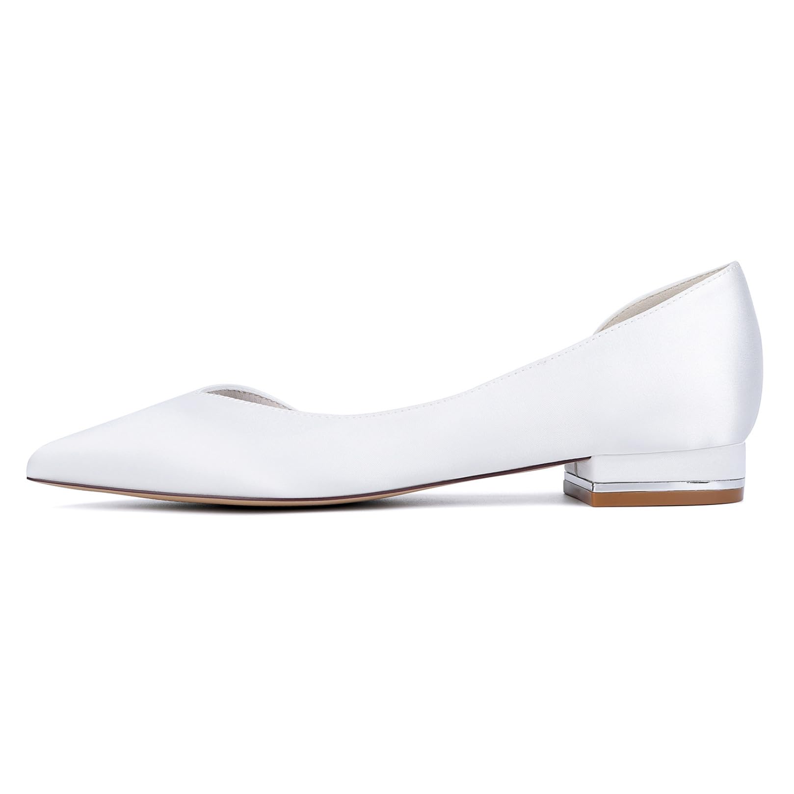 Damen Spitze Zehen Satin Brautschuhe Slip Auf Hochzeit Kleid Schuhe Flache Ferse Abend Partei Abschlussball Schuhe